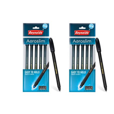 Deals, Discounts & Offers on Stationery - Reynolds AEROSLIM BP - BLACK (PACK OF 10) I Lightweight Ball Pen With Comfortable Grip for Extra Smooth Writing I School and Office Stationery | 0.7mm Tip Size | Pen