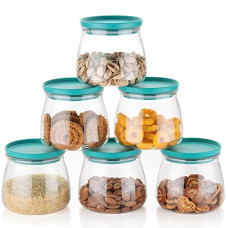 Deals, Discounts & Offers on  - MEELANA Plastic Airtight Container Jar Set For Kitchen - 900 & 1100 ml Set Of 6 Made In India (Green-900 ML)