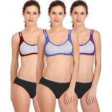 Deals and Offers on Women - PIBU-Women's Cotton Sports Bra Panty Set Deals, Discounts & Offers on Women - PIBU-Women's Cotton Sports Bra Panty Set