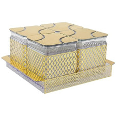 Deals, Discounts & Offers on  - Amazon Brand - Solimo Air-Tight Dry Fruit Container Tray Set With Lid & Serving Tray, Airtight Plastic Storage Container Set 500 ml | Set of 4, Golden
