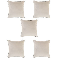 Deals, Discounts & Offers on  - HOMETALES Pack of 5 Polyester Checks Solid Square Cushion Cover 40x40 Cm White