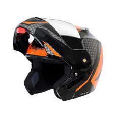 Deals, Discounts & Offers on  - Vega Crux Dx Checks Flip-Up Full Face Helmet Black Orange, Size: L(59-60 cm)