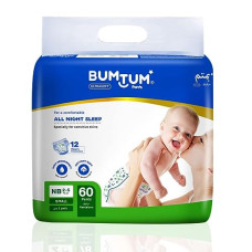 Deals, Discounts & Offers on Baby Care - Bumtum Baby Diaper Pants, New Born 60 Count, Double Layer Leakage Protection Infused With Aloe Vera, Cottony Soft High Absorb Technology (Pack of 1)