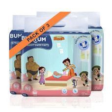 Deals, Discounts & Offers on Baby Care - Bumtum Chota Bheem New Born Baby Diaper Pants, 180 Count, Leakage Protection Infused With Aloe Vera, Cottony Soft High Absorb Technology (Pack of 3)