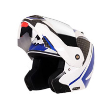 Deals and Offers on - Vega Crux Dx Checks Flip-Up Full Face Helmet White Blue, Size: M(57-58 cm) Deals, Discounts & Offers on - Vega Crux Dx Checks Flip-Up Full Face Helmet White Blue, Size: M(57-58 cm)