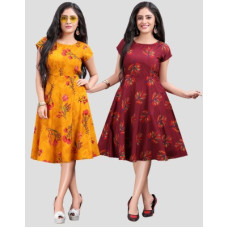 Deals, Discounts & Offers on  - HIVA TRENDZWomen Fit and Flare Multicolor Dress