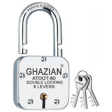 Deals, Discounts & Offers on Home Improvement - GHAZIAN G-01 Lock Atoot 60mm with 3 Keys, Double Locking, Hardened Shackle, 8 Levers Padlock,