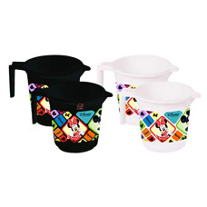Deals and Offers on - Fun Homes Disney Mickey Minnie Print 4 Pieces Unbreakable Strong Plastic Bathroom Mug,500 ML (Black & White) -HS_35_FUNHOMES17589 Deals, Discounts & Offers on - Fun Homes Disney Mickey Minnie Print 4 Pieces Unbreakable Strong Plastic Bathroom Mug,500 ML (Black & White) -HS_35_FUNHOMES17589