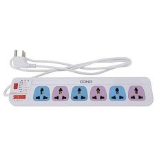 Deals, Discounts & Offers on Electronics - CONA 2731 COLOUR 6A 6x1 Power Strip with 1.5 meter cable and Power Indicator|6A Spike Guard|Multi Socket Spike Guard|Surge Protector|Extension Cord|Power Strip with 6 Socket 1 Switch