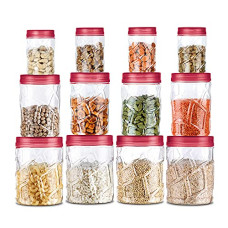 Deals and Offers on - Milton Vitro Plastic Pet Storage Jar and Container, Set of 12 (4 pcs x 270 ml Each, 4 pcs x 665 ml Each, 4 pcs x 1.24 ltrs Each), Red Wine | Air Tight | Kitchen Organiser | BPA Free | Modular | Stackable Deals, Discounts & Offers on - Milton Vitro Plastic Pet Storage Jar and Container, Set of 12 (4 pcs x 270 ml Each, 4 pcs x 665 ml Each, 4 pcs x 1.24 ltrs Each), Red Wine | Air Tight | Kitchen Organiser | BPA Free | Modular | Stackable