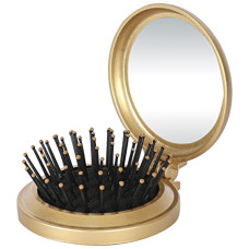 Deals, Discounts & Offers on Beauty Care - Ross Compact Pop-up Hair Brush with Foldable Mirror (Gold)