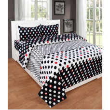 Deals, Discounts & Offers on  - RisingStar 180 TC Cotton Double Checkered Flat Bedsheet(Pack of 1, Red_Black_White Circles)