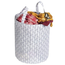 Deals, Discounts & Offers on  - Homestrap Printed Round Foldable 43 Ltrs Laundry Bag with Handle (White)(Featured on Shark Tank),Polypropylene
