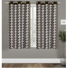 Deals, Discounts & Offers on  - Home Candy 152 cm (5 ft) Polyester Window Curtain (Pack Of 2)(Printed, Brown)