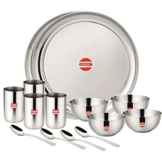 Deals, Discounts & Offers on  - Steelcraft Premium Stainless Steel Farm Dinner Set-16 Pcs High Grade Quality-with Silver Touch Finish, Kitchen Set