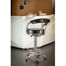 Deals, Discounts & Offers on Furniture - Amazon Brand - Solimo Bopple Kitchen Bar Stool with Adjustable Height, Metal Base, Chrome Finish, Faux Leather Cushion, Black
