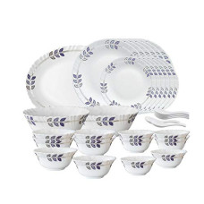 Deals, Discounts & Offers on  - Larah by Borosil Floret Opalware Dinner Set, 33-Pieces, White