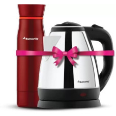 Deals, Discounts & Offers on Personal Care Appliances - Butterfly Rapid Electric Kettle (1.5 L, Black) & H&O 500ML Flask (Terracotta Red)