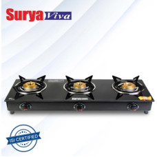 Deals and Offers on - SURYAVIVA 3B Photon Bk Toughened 3 Cast Iron (Manual,Black) Glass Manual Gas Stove(3 Burners) Deals, Discounts & Offers on - SURYAVIVA 3B Photon Bk Toughened 3 Cast Iron (Manual,Black) Glass Manual Gas Stove(3 Burners)