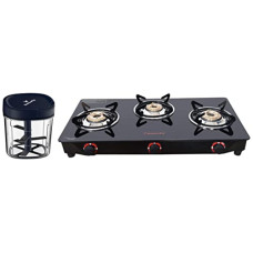 Deals and Offers on - Butterfly Stainless Steel Smart Glass Open 3 Burner Gas Stove & ABS Plastic Premium Vegetable Chopper - (900 ml) Deals, Discounts & Offers on - Butterfly Stainless Steel Smart Glass Open 3 Burner Gas Stove & ABS Plastic Premium Vegetable Chopper - (900 ml)