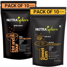 Deals and Offers on - NutraSphere Diet Sweet Corn, Hot n Sour High Protein Soup Packets Combo/Weight Management, Natural, Healthy, Instant, Preservative Free, Sugarfree, Gluten Free, No MSG - 10 Sachet Each Deals, Discounts & Offers on - NutraSphere Diet Sweet Corn, Hot n Sour High Protein Soup Packets Combo/Weight Management, Natural, Healthy, Instant, Preservative Free, Sugarfree, Gluten Free, No MSG - 10 Sachet Each