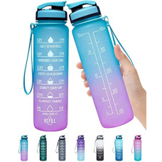 Deals, Discounts & Offers on  - Rokoo Water Bottles 1 Litre Sipper Bottle for Adults, Kids, Motivational Water Bottle Sipper with Straw & Time for Gym Office School Home Water Bottle