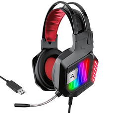 Deals and Offers on - Tukzer AirSound Gaming Headset Headphone| RGB LED Lights with 7.1 Sound with Noise Cancelling Mic| USB Interface| Over-Ear Headphones Deals, Discounts & Offers on - Tukzer AirSound Gaming Headset Headphone| RGB LED Lights with 7.1 Sound with Noise Cancelling Mic| USB Interface| Over-Ear Headphones
