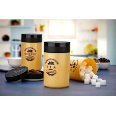 Deals, Discounts & Offers on  - Tosaa Tea Sugar Coffee Container Set Of 3 | Kitchen Counter Top Airtight Storage Canister With Lids (Brown), 800ml