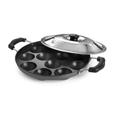 Deals, Discounts & Offers on Cookware - Cello Non-Stick 12 Cavity Appam Patra 2 Side Handle with Stainless Steel Lid