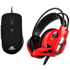 Deals, Discounts & Offers on  - Ant Esports H520W World of Warships Edition Wired Over Ear Headphones with Mic (Red) & GM100 RGB Optical Wired Gaming Mouse | 4800 DPI
