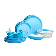 Deals and Offers on - Varmora Plastic Dinner Set 24 Pcs Set (Matt Sky Blue) Deals, Discounts & Offers on - Varmora Plastic Dinner Set 24 Pcs Set (Matt Sky Blue)
