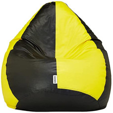Deals and Offers on Furniture - Amazon Brand - Solimo XXL Bean Bag Cover (Yellow and Black) (Faux Leather) Deals, Discounts & Offers on Furniture - Amazon Brand - Solimo XXL Bean Bag Cover (Yellow and Black) (Faux Leather)
