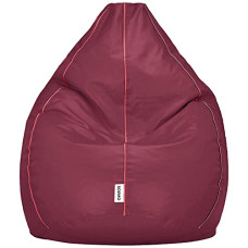 Deals, Discounts & Offers on Furniture - Amazon Brand - Solimo XL Bean Bag Cover (Maroon with Pink Piping) (Faux Leather)