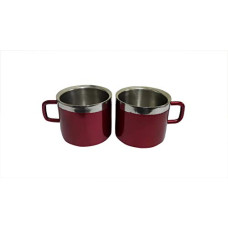 Deals and Offers on - Dynore Stainless Steel Double Wall Set of 2 Maroon Tea Cups Deals, Discounts & Offers on - Dynore Stainless Steel Double Wall Set of 2 Maroon Tea Cups