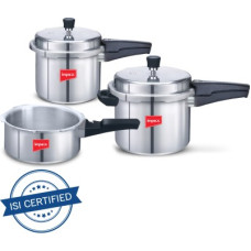 Deals and Offers on Cookware - IMPEX Induction Base Combo 2 L, 3 L, 5 L Induction Bottom Pressure Cooker(Aluminium) Deals, Discounts & Offers on Cookware - IMPEX Induction Base Combo 2 L, 3 L, 5 L Induction Bottom Pressure Cooker(Aluminium)