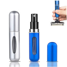 Deals and Offers on Beauty Care - WAEKIYTL Mini Refillable Perfume Atomizer Bottle, Portable Perfume Spray Bottle Atomizer Perfume Bottles 5ml Travel Size Refill Pump Case (2pcs Silver+Blue) Deals, Discounts & Offers on Beauty Care - WAEKIYTL Mini Refillable Perfume Atomizer Bottle, Portable Perfume Spray Bottle Atomizer Perfume Bottles 5ml Travel Size Refill Pump Case (2pcs Silver+Blue)