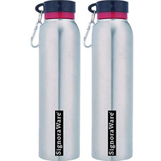 Deals, Discounts & Offers on  - Signoraware Chill 750ml and Chill 750ml (Combo Single Walled Stainless Steel Fridge Water Bottle), 750ml+750ml, Multicolour, Set of 2