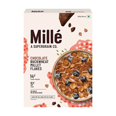Deals and Offers on - Mille Chocolate Buckwheat Breakfast Flakes | No Refined Sugar | Gluten Free | High Plant Protein | Low Carbs | Naturally Cholesterol Free | NO CORN | Kuttu Atta | Low GI Millet Grain | 450 grams Deals, Discounts & Offers on - Mille Chocolate Buckwheat Breakfast Flakes | No Refined Sugar | Gluten Free | High Plant Protein | Low Carbs | Naturally Cholesterol Free | NO CORN | Kuttu Atta | Low GI Millet Grain | 450 grams