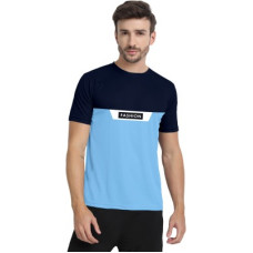 Deals, Discounts & Offers on  - FTXMen Typography Round Neck Polyester Light Blue T-Shirt