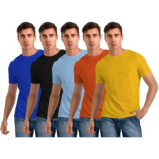 Deals and Offers on - FTXPack of 5 Men Solid Round Neck Polyester Multicolor T-Shirt Deals, Discounts & Offers on - FTXPack of 5 Men Solid Round Neck Polyester Multicolor T-Shirt