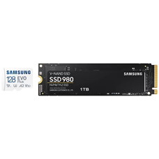 Deals and Offers on - Samsung 980 1TB Up to 3,500 MB/s PCIe 3.0 NVMe M.2 (2280) & EVO Plus 128GB microSDXC UHS-I U3 130MB/s Full HD & 4K UHD Memory Card with Adapter (MB-MC128KA), Blue Deals, Discounts & Offers on - Samsung 980 1TB Up to 3,500 MB/s PCIe 3.0 NVMe M.2 (2280) & EVO Plus 128GB microSDXC UHS-I U3 130MB/s Full HD & 4K UHD Memory Card with Adapter (MB-MC128KA), Blue