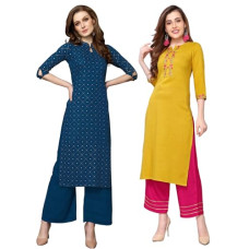 Deals and Offers on Women - SIRIL Women's Cotton Straight Kurta Combo Pack of 2 Deals, Discounts & Offers on Women - SIRIL Women's Cotton Straight Kurta Combo Pack of 2