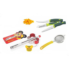 Deals and Offers on - Ritu Stainless Steel Mickep Grip Gas Lighter, Knife Set and Strainer Combo Pack For Kitchen Tools Deals, Discounts & Offers on - Ritu Stainless Steel Mickep Grip Gas Lighter, Knife Set and Strainer Combo Pack For Kitchen Tools
