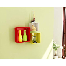 Deals, Discounts & Offers on Furniture - Home Sparkle Set of 3 Cube Wall Shelves Mild Steel (Multicolour)