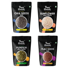 Deals and Offers on - True Elements Edible Raw Seeds Combo 700g (Chia Seeds 150gm + Sunflower Seeds 150gm + Pumpkin Seeds 150gm + Flax Seeds 250gm) - Seeds Combo Deals, Discounts & Offers on - True Elements Edible Raw Seeds Combo 700g (Chia Seeds 150gm + Sunflower Seeds 150gm + Pumpkin Seeds 150gm + Flax Seeds 250gm) - Seeds Combo