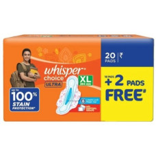 Deals and Offers on - Whisper Choice ultra Sanitary Pads Pack of 20N (XL) Sanitary Pad Deals, Discounts & Offers on - Whisper Choice ultra Sanitary Pads Pack of 20N (XL) Sanitary Pad