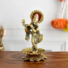 Deals, Discounts & Offers on  - ascension Lord Krishna Idol Statue Krishna Idols Gold Plated Flute Playing Krishan Decorative Showpiece Figurine