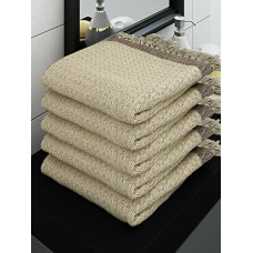 Deals, Discounts & Offers on  - Athom Living Ecosaviour Premium Cotton Bath Towel Waffle Beige (Pack of 5)