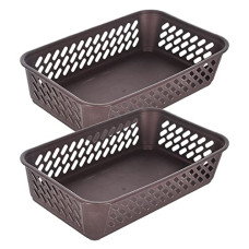 Deals, Discounts & Offers on  - Fun Homes Multiuses Super Tidy Plastic Tray/Basket/Organizer- Pack of 2 (Brown) -46FH0565