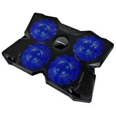 Deals, Discounts & Offers on Laptop Accessories - Amazon Basics Laptop Cooling Pad, USB Powered Portable Gaming Laptop Cooler Stand | Quiet 4 Fans with Red LED Light | Dual USB Ports | 2 Viewing Angles | Slim Chill Mat